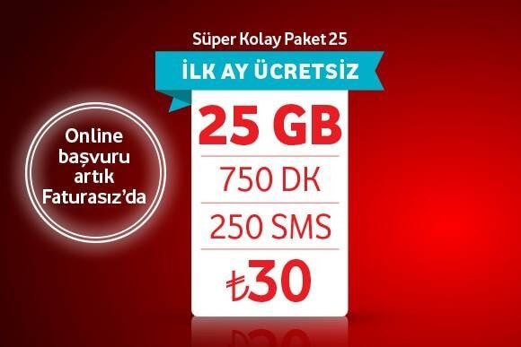 Vodafone Süper Kolay Paket 25 GB